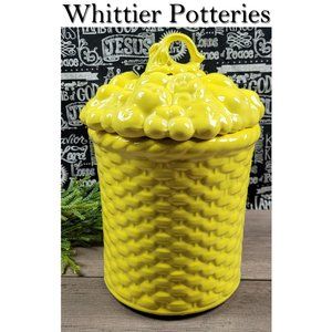 Whittier Pottery Vintage Yellow Fruit Basket Weave Cookie Jar🌻
